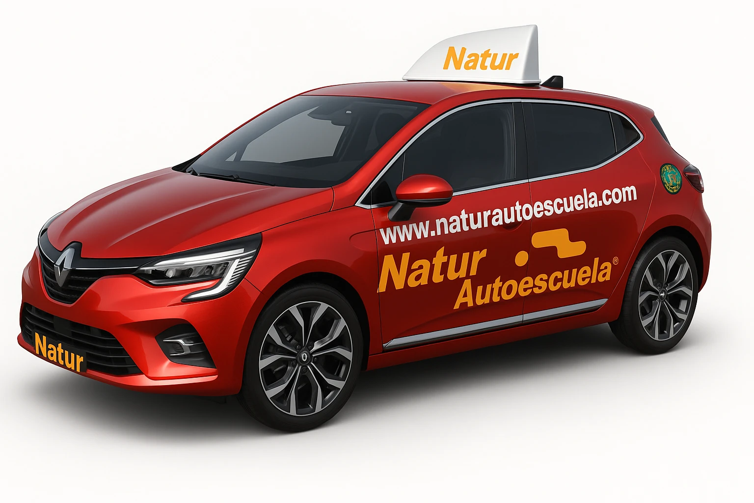 Coche de autoescuela en carretera